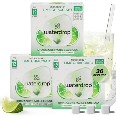 Immagine di waterdrop® Frosted Lime 36 cubetti waterdrop per acqua dal gusto frizzante di e Lemon Soda insaporitore senza zucchero alternativa a aromatizzata, sciroppi, bevande