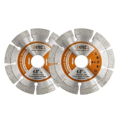 Immagine di Lame Diamantate Segmentate per Sega Elettrica, BGTEC 2 Pezzi 115 mm Disco da Taglio uso Generico a Secco o Umido Muratura di Mattoni Pietra e Cemento