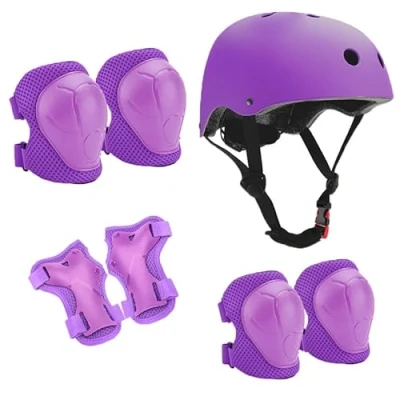 Immagine di Neuytiky Set di Casco Protezione Bambini con Regolabile Ginocchiere Gomitiere e Polsiere, Bici Protezioni Set,Casco per Hoverboard, Pattini in Linea Bicicletta(3 10 Anni)