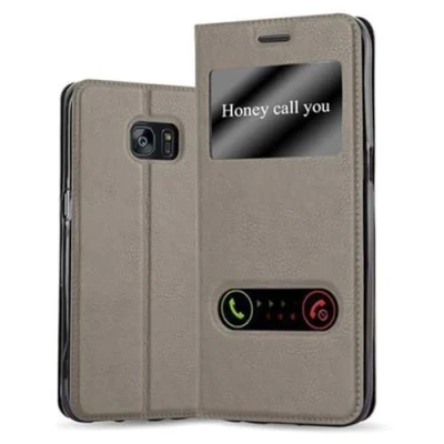Immagine di Cadorabo Custodia Libro per Samsung Galaxy S7 Edge in Bruno Pietra con Funzione Stand e Chiusura Magnetica Portafoglio Cover Case Wallet Book Etui Protezione