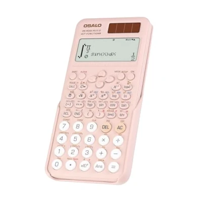 Immagine di OSALO OS 991ES Plus 2nd Edition, calcolatrice scientifica a 417 funzioni, 2 linee, 10+2 cifre, display scritto, solare e batteria, per studenti, scuola secondaria, università, rosa