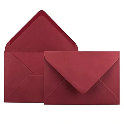 Immagine di Colours 4 you 75 buste per lettere, formato DIN C6, 11,4 x 16,2 cm, con aletta chiusura a punta, 120 g/m², colore: rosso scuro