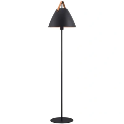 Immagine di DFTP by Nordlux Piantana Strap metallo con fascia di pelle, nero