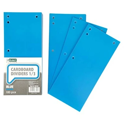 Immagine di D.RECT ​​​​ Divisori in Cartone Lotto di 100 Nastri Separazione Della Carta Foglio A4 1/3 11x24 cm 160 g Per una Perfetta Degli Schedari Blu
