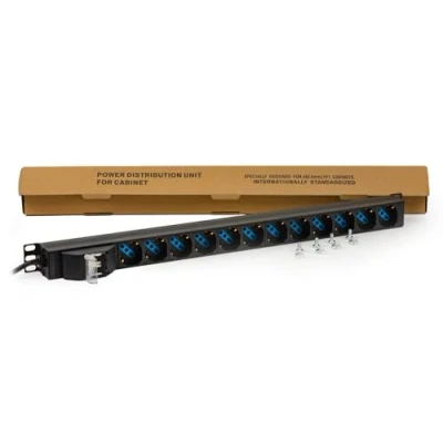 Immagine di Connetto CO10057 Multipresa Verticale a 12 Porte per Armadi Rack con Interruttore Magnetotermico ELETTE REVERSIBILI 180