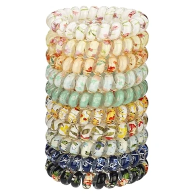 Immagine di JessLab Spirale Capelli Cravatte, 10 Pezzi Assortiti Traceless Carino Plastica Bobina Coda di Cavallo Titolari, Nessun Danno Accessori per Donne e Ragazze