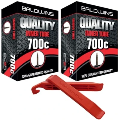 Immagine di Coppia di camere d&#039;aria Baldwins 700c per bicicletta/bicicletta, 700 x 35 C a 45 (adatta qualsiasi valvola Presta/francese e leve pneumatici BALDY&#039;S 35c, 38c, 40c, 42c, 45c)