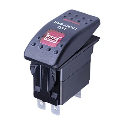 Immagine di Mintice Auto 12V 20A LED Rosso Luce Pannello Interruttore a Bilanciere Levetta Pulsante Cruscotto Impermeabile Camion 5Pin Bar Light
