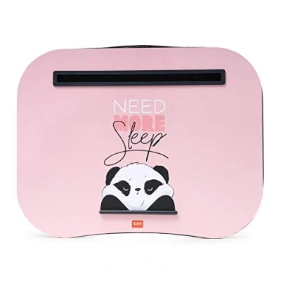 Immagine di Legami Supporto per Computer Portatile, 44x33,5 cm, Laptop Tray, Fessura Tablet, Tema Panda, Morbido Cuscino con Imbottitura, Maniglia Laterale