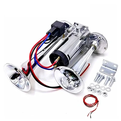 Immagine di YIYIDA Tromba elettrica per auto d&#039;aria 160db Clacson a tono alto e basso 12V d&#039;argento doppio tubo camion in zinco cromato Car Horn nave ecc