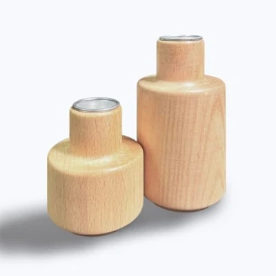 Immagine di anaan Swell Portacandele in Legno per candele a Stelo Set di 2 con Design Moderno Vaso lunghe Regalo Natale