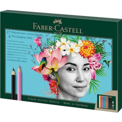 Immagine di Faber Castell 210052 Set da disegno 23 pezzi con matite colorate Polychromos e Pitt Graphite Matt, incl. temperino gomma