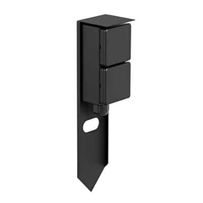 Immagine di ledscom.de Colonna di presa da giardino PIWI con picchetto a terra per esterni, IP44, 2 vie, acciaio inox, nero, angolare, 30 cm, corrente esterno, giardino, torre