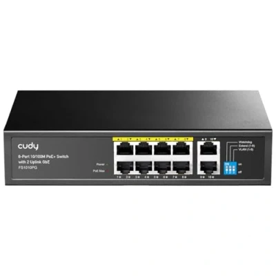 Immagine di Cudy FS1010PG Switch Poe+ a 8 Porte con 2 Uplink da Gigabit 120 W, * 10/100 Mbps Poe + @ modalità Extend/VLAN, 802.3af/at Standard, Fanless, Watchdog, Plug And Play