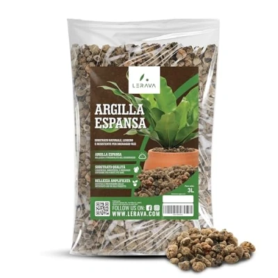 Immagine di LERAVA® Argilla espansa per Piante in Vaso [BIO] 25L Naturale Drenaggio Vasi Decorativa e Potenziatore di Terriccio Universale Utilizzabile con Perlite