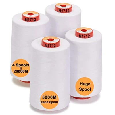 Immagine di New brothread 28 Opzioni 4 Grandi Bobina di 5000M per tutti gli usi Filo da Cucito in Poliestere 40S/2 (Tex27) Cucito, Quilting, Patchwork, Serger e Overlock White