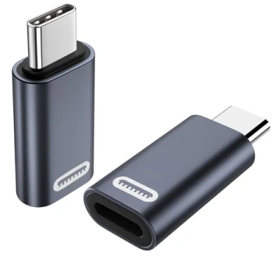 Immagine di TiMOVO 2 Pezzi Adattatore da Lightning Femmina a USB C Maschio, con Caricatore PD Veloce 35W e Trasferimento Dati per iPhone 15/16/Pro/Pro Max/Plus, iPad PRO/Air C, Grigio