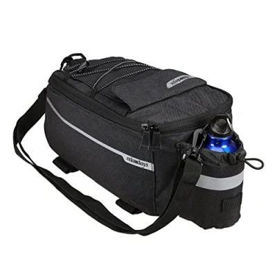 Immagine di Relaxdays Borsa Portapacchi Bici, Isolata, Bauletto con Portabottiglie, Impermeabile, Posteriore e Anteriore, Nera, 100% Poliestere, 15 x 16 38 cm