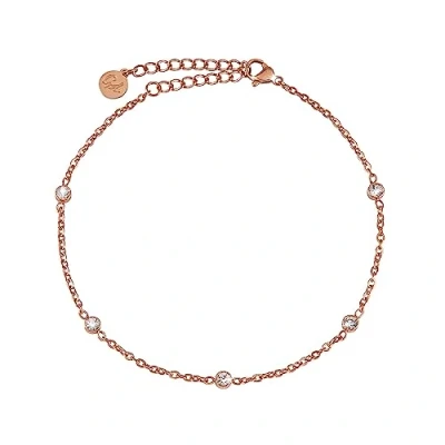 Immagine di GD GOOD.designs EST. 2015 cavigliera da donna con zirconi impermeabili, regolabile (22 27 cm) in acciaio inox oro 18 carati e argento, pois scintillanti