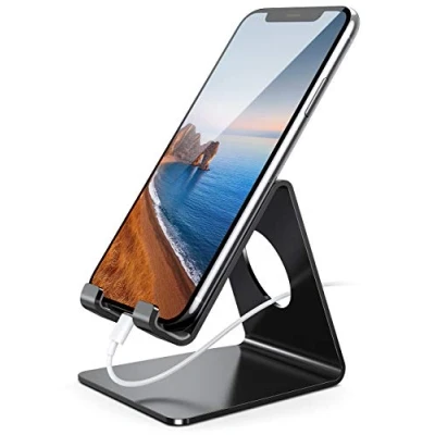 Immagine di Lamicall Supporto Telefono, Dock Telefono Universale Cellulare Scrivania per iPhone 16 Pro Max Plus, 15 14 13 12 11 Max, XS XR X 8 7 6 6S, Huawei, Samsung S10 S9 S8, Smartphone Nero