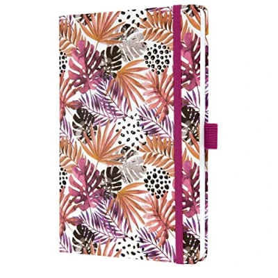 Immagine di SIGEL JN355 Jolie Taccuino, Apricot Jungle Fever, a righe, 13,5 x 20,3 cm, copertina rigida, 174 pagine, albicocca, viola, viola