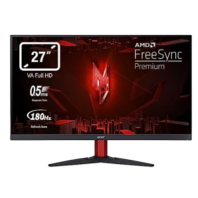 Immagine di Acer Nitro KG272S3bmiipfx, Monitor Gaming PC 27&quot;, Display VA Full HD 180 Hz, 0,5 ms, 16:9, FreeSync Premium, HDMI (2.0), DP (1.2), Lum 250 cd/m2, ZeroFrame, Speaker Integrati, Cavo Incluso