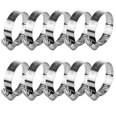 Immagine di Fascette stringitubo regolabili in acciaio inossidabile Tubi a vite senza fine stringitubo, confezione da 10 (21 44mm)