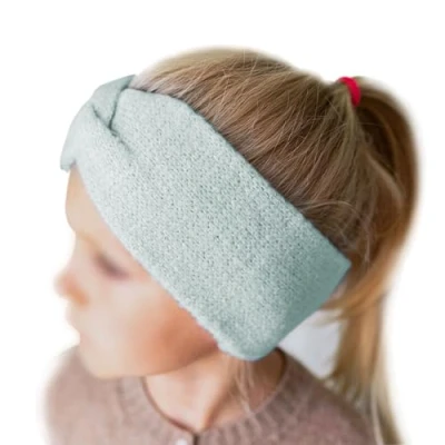 Immagine di Papierdrachen Fascia per capelli bambini in maglia turchese comoda ed elegante con nodo accessorio perfetto ragazzi e ragazze