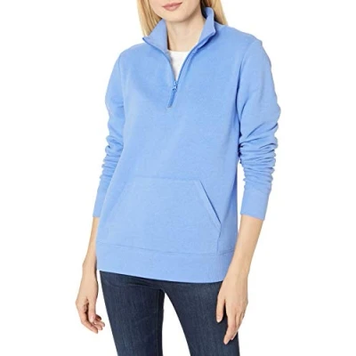Immagine di Amazon Essentials Top in Pile con Cerniera a Un Quarto Maniche Lunghe (Disponibile Taglie Forti) Donna, Blu Puntinato, M