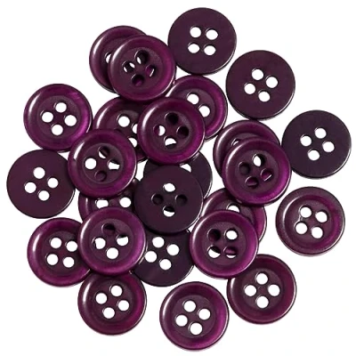 Immagine di AERZETIX C67933 Set di 25 Bottoni per cucire rotondi Ø11.5x2mm a 4 fori 18L L18 con bordo colore lillà scuro in plastica apertura 1.8mm moda merceria cucito abbigliamento decorazione