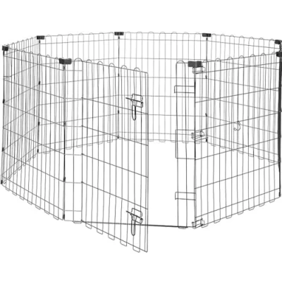 Immagine di Amazon Basics Recinto per Cani Da Interno, Ottagonale Pieghevole in Metallo, e Animali Domestici, 76 cm di altezza, Nero