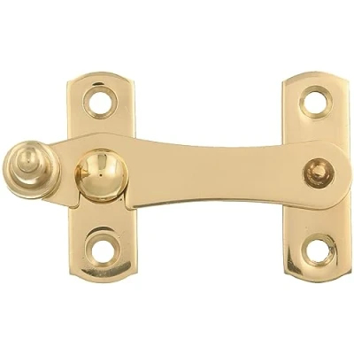 Immagine di Amig Aldabilla dorata per persiane con attacco inverso mod. 3 75 x 46 mm Ottone lucido Chiusura di sicurezza anti urti e rotture finestre Viti incluse