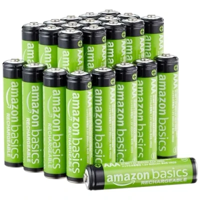 Immagine di Amazon Basics NiMH Batterie ricaricabili AAA (confezione da 24), 800 mAh, pre caricate