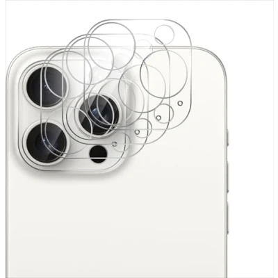 Immagine di GIOPUEY Pellicola Fotocamera Compatibile con iPhone 16 Pro/16 PRO Max, [3 Pezzi] 3D Vetro Temperato [Altamente Trasparente] Protezione per Max