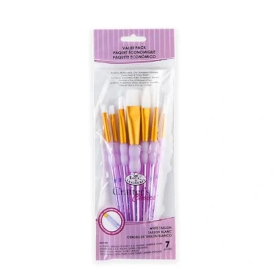 Immagine di Royal and Langnickel Crafter&#039;s Choice Set di 7 pennelli Taklon piatti, colore: Bianco