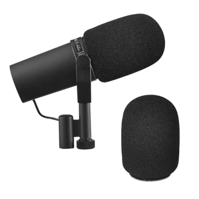 Immagine di kwmobile Filtro Anti Rumore Microfono Compatibile con Shure SM7B / SM27 PGA27 Copertura Parabrezza Isolante per in Spugna nero