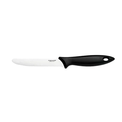 Immagine di Fiskars Coltello per Pomodori, Essential, Lunghezza Totale: 23 cm, Acciaio Inox / Plastica PP, Nero, 1065569