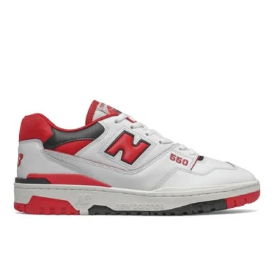 Immagine di New Balance BB550 Unisex Sneakers basse, Taglia: 42, White/red Pelle e tessuto