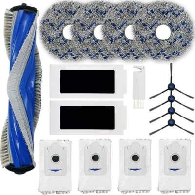 Immagine di HomeTimes Ricambi per robot aspirapolvere ECOVACS DEEBOT T30S, accessori con 1 spazzola in gomma, 2 filtri HEPA, 4 cuscinetti mouse, spazzole laterali, sacchetti la polvere, 16 pezzi