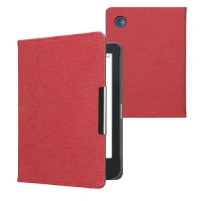 Immagine di kwmobile Custodia compatibile con Kobo Clara 2E Cover Jeans Denim Chiusura Magnetica eReader Flip Case rosso