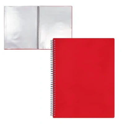 Immagine di RAYLU PAPER Raccoglitore con buste trasparenti in plastica A4 e coperchio polipropilene opaco resistente, cartellina per documenti uso scolastico ufficio (20 custodie, rosso)
