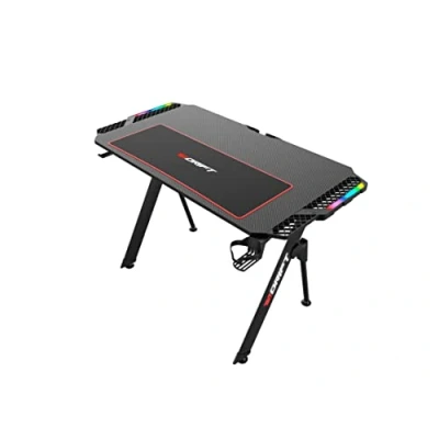 Immagine di DRIFT GAMING DRDZ150 Tavolo da Gioco Fibra di Carbonio Coperto un Tappetino per Mouse Dimensioni Standard, Supporto Tazza e Cuffie, Estensione Laterale RGB, Organizer Cavi, Nero