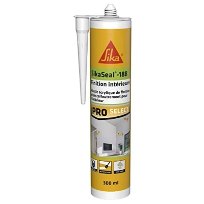 Immagine di SIKA SikaSeal 188 Finitura interna, Grigio, sigillante acrilico per giunti di finitura, battiscopa, calafataggio, crepe, Interno, inodore, 300 ml