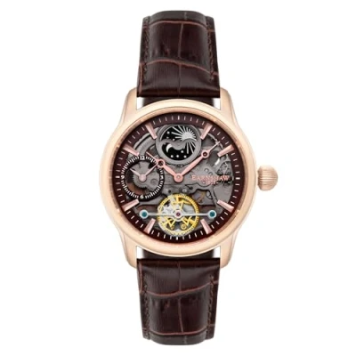 Immagine di Thomas Earnhshaw Longitude Shadow ES 8063 06 Orologio automatico da uomo con quadrante scheletrato marrone e cinturino in pelle