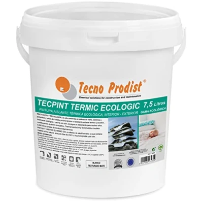 Immagine di Tecno Prodist TECPINT TERMIC ECOLOGIC (7,5 Litri) Pittura a calce, isolante termico ed acustico, interno esterno all&#039;acqua, 100% Naturale, Pareti e Soffitti, traspirante Inodore (BIANCO)