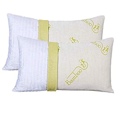 Immagine di EVERGREENWEB Coppia Cuscini Memory Foam con Fodera BAMBOO 40x70 alti 15 cm, 2 Guanciali Letto per Dolori Cervicali, tessuto Sfoderabile Imbottitura 100% Fiocco Anallergico ideali tutti Materassi