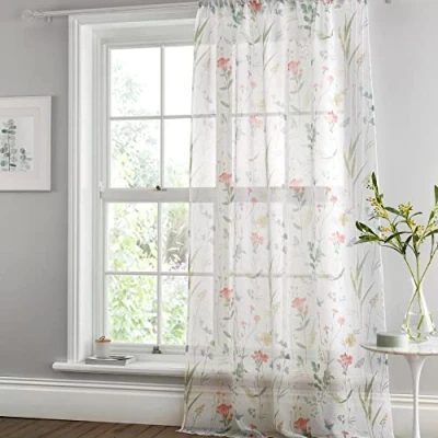 Immagine di Dreams &amp; Drapes Tende Spring Glade Pannello in voile con fessura superiore, 140 x 137 cm di larghezza lunghezza, multicolore