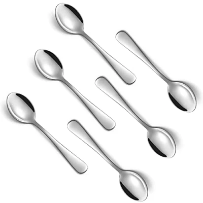 Immagine di Q&amp;A cucchiaini da caffè espresso, in acciaio inox, 10,7 cm, con posate luminose, piccoli tè Demitasse, confezione 6