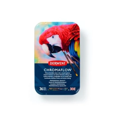 Immagine di Derwent Chromaflow Set di 36 Matite con Corpo Rotondo da 3,5 mm, Nucleo Cremoso e Sfumabile, Adatto per Disegnare, Colorare Stratificare