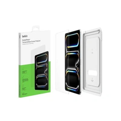 Immagine di Belkin ScreenForce TemperedGlass proteggi schermo per iPad Pro 11&#039;&#039;, vetro temprato con durezza di 9H, spessore 0,33 mm, antigraffio, installazione facile, compatibile custodie e Apple Pencil